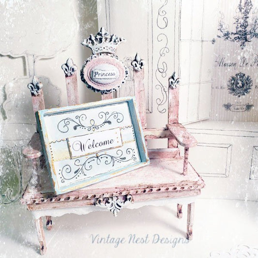 Welcome Sign No.1 Handmade Dollhouse Miniature image 0