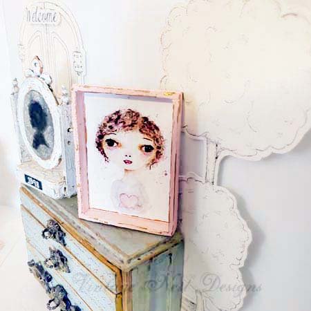 Valentine Girl No.3:1 Dollhouse Miniature Handmade Framed Wooden Art image 5