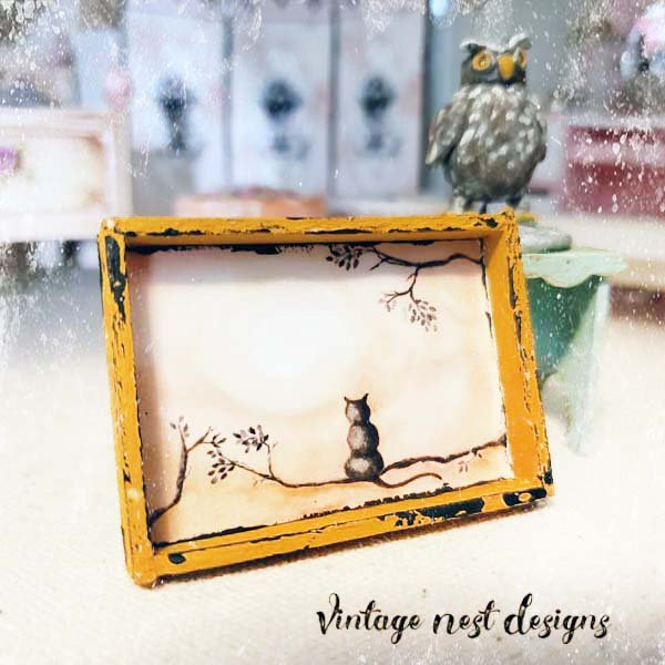 Cat & the Moon No.2:1 Dollhouse Miniature Handmade image 1