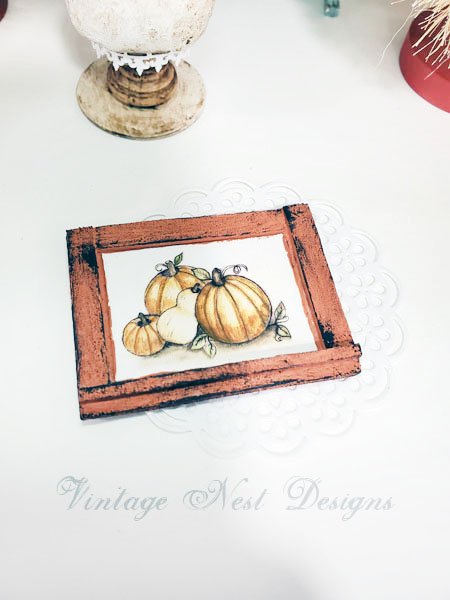 Pumpkins No.3:1 Dollhouse Miniature Handmade Wooden Framed Art image 2