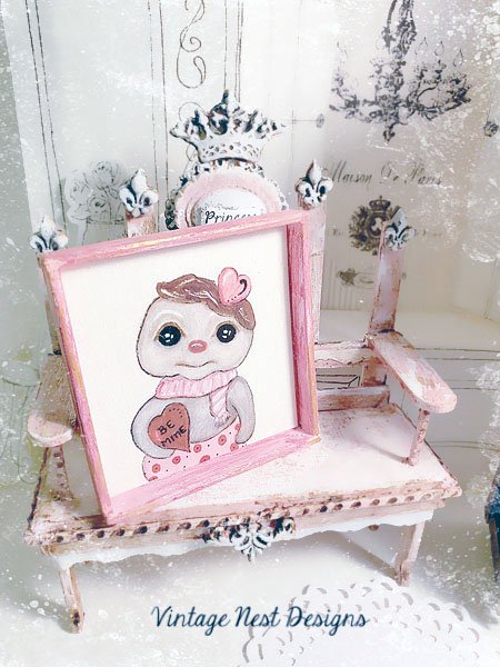 Valentine Love No.1:1 Dollhouse Miniature Handmade Framed Art image 0