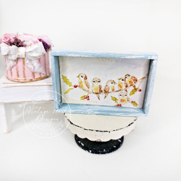 Bird on a Limb No.1:1 Dollhouse Miniature Handmade Wooden Framed Art image 5