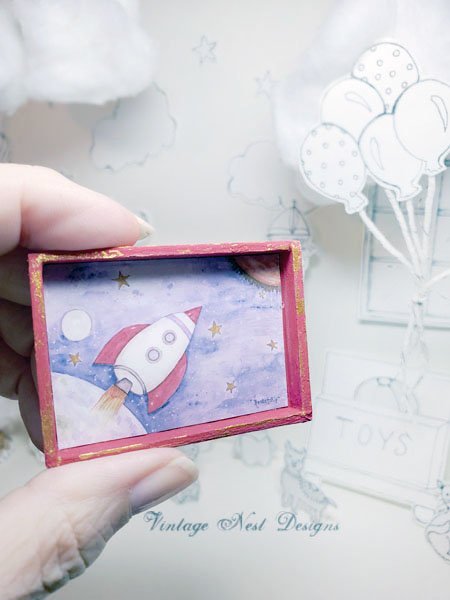 Sun Moon Stars Rocket Ship No.3:1 Dollhouse Miniature Handmade image 6