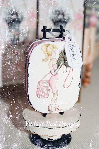 Barbie Shopping Suitcase No.4:1 Dollhouse Miniature Handmade Wooden Framed Art image 0