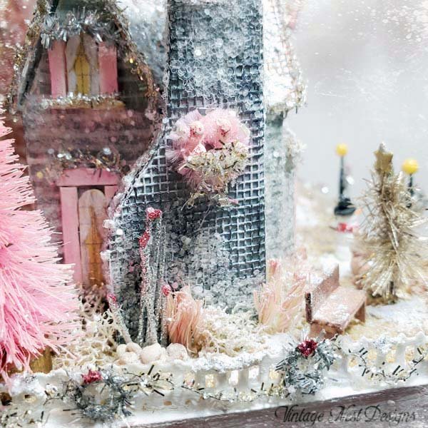 Victorian Mansion Putz Glitter Holiday Dollhouse House No.1 Handmade image 1