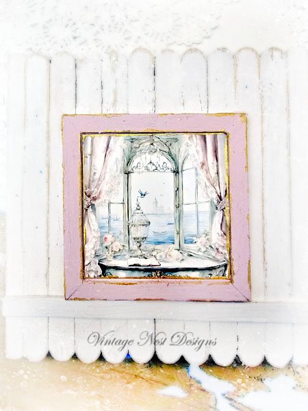 Window Scene No.2:1 Dollhouse Miniature Handmade Wooden Framed Art image 3