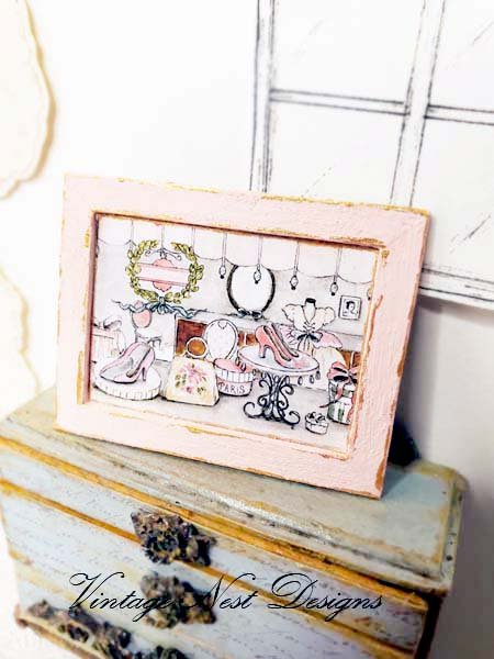 Store Front No.1:1 Dollhouse Miniature Handmade Wooden Framed Art image 2