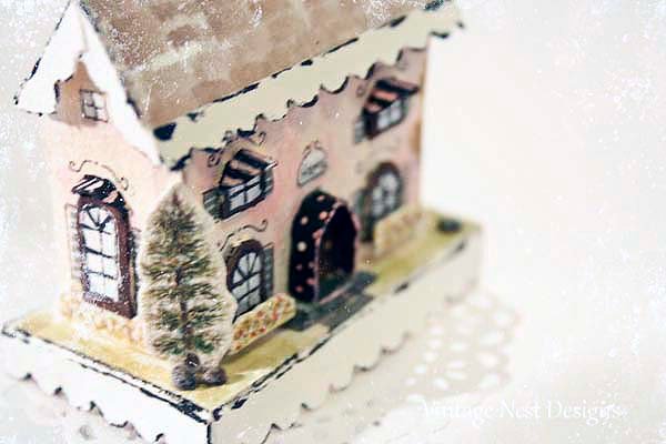 Putz Pink House No.7 Handmade Miniature image 1