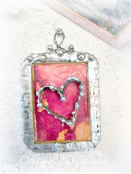 Valentine Heart No.6 Miniature Handmade Framed Art image 1