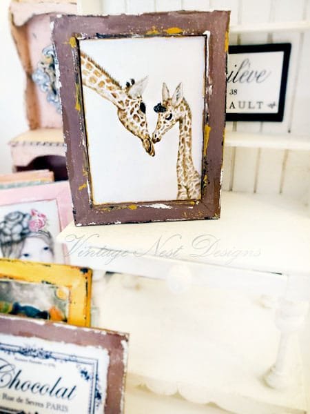 Giraffes No.1:1 Handmade Wooden Framed Art Dollhouse Miniature image 5