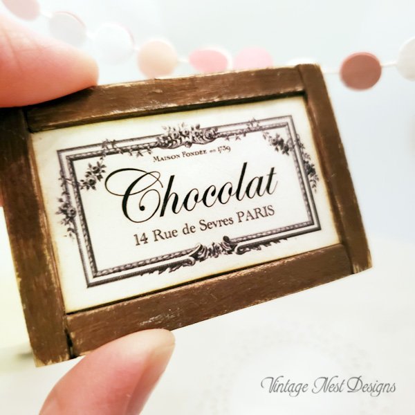 Chocolate Sign No.2:1 Dollhouse Miniature Handmade Wooden Framed Art image 2