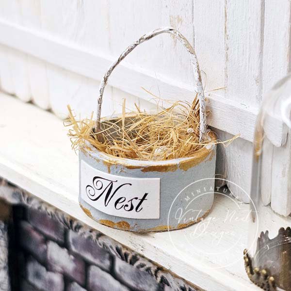 Bird Nest Basket No.17 Handmade Miniature image 7