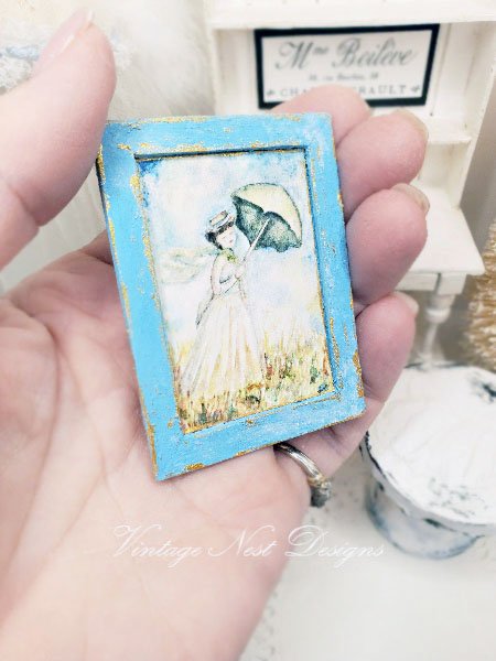 Monet No.1:2 Dollhouse Miniature Handmade Wooden Framed Art image 3