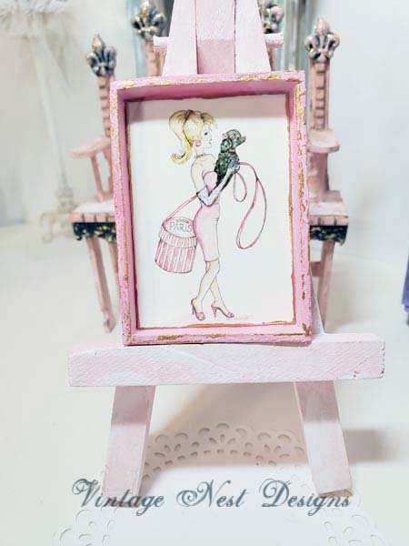 Shopping Barbie No.4:7 Dollhouse Miniature Handmade Wooden Framed Art image 2