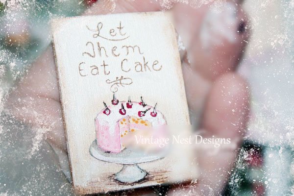 Let them eat Cake No.1:3 Dollhouse Miniature Handmade Framed Art image 2