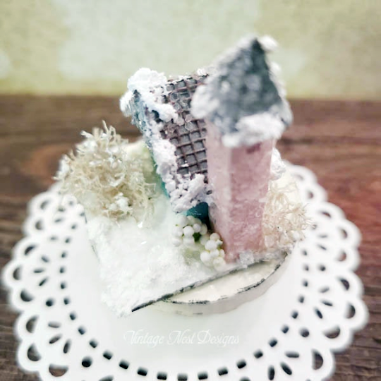 Putz Glitter Holiday Church No.7 Handmade Miniature image 1