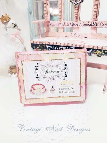 Bakery Sweets No.4:3 Dollhouse Miniature Handmade Wooden Framed Art image 0
