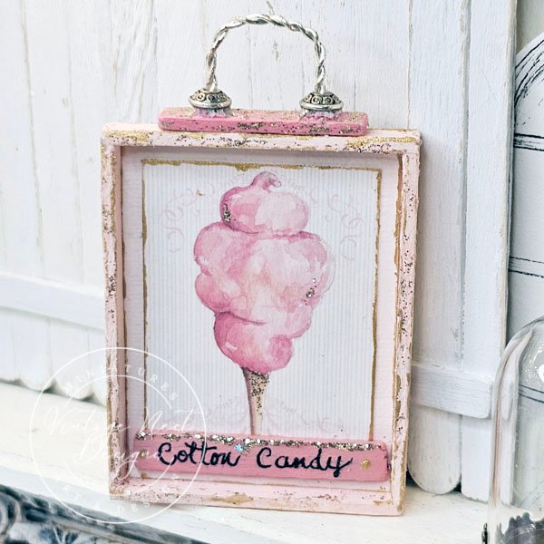 Cotton Candy No.2:6 Dollhouse Miniature Handmade Wooden Framed Art image 2