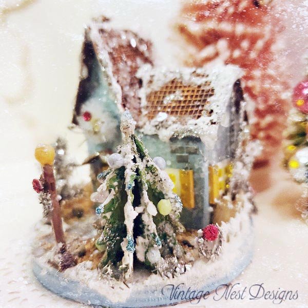 Christmas Putz Glitter Holiday House No.5 Handmade image 2