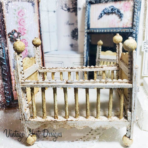 Baby Antique Style Crib No.4 Handmade Dollhouse Miniature image 7