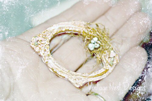 Porcelain Bird Nest Frame No.1 Dollhouse Miniature Handmade image 2