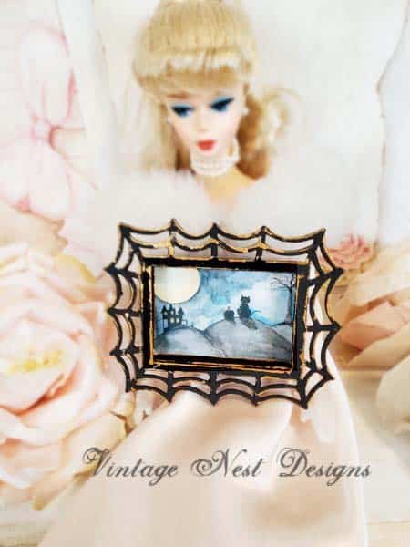 Cat & the Moon No.1:3 Dollhouse Miniature Handmade image 4