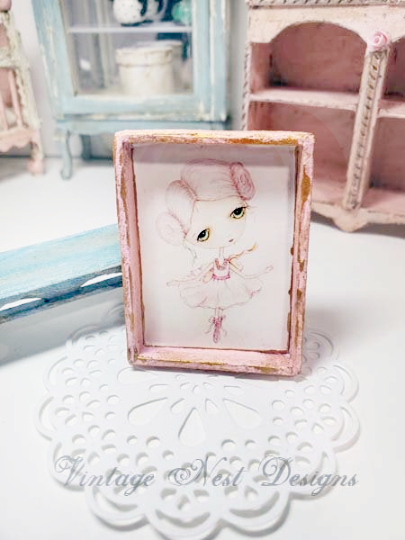 Ballerina No.1:1 Dollhouse Miniature Handmade Wooden Framed Art image 2