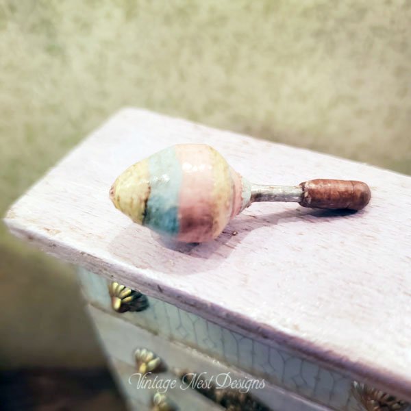 Nursery Wooden Toy Top No.1 Dollhouse Miniature Handmade image 3