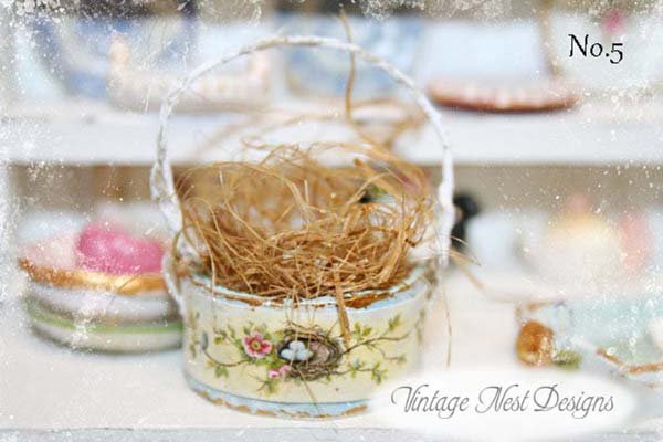 Bird Nest Basket No.5 Handmade Miniature image 1