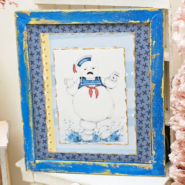 Stay Puft No.1:2 Dollhouse Miniature Handmade Wooden Framed Art image 3