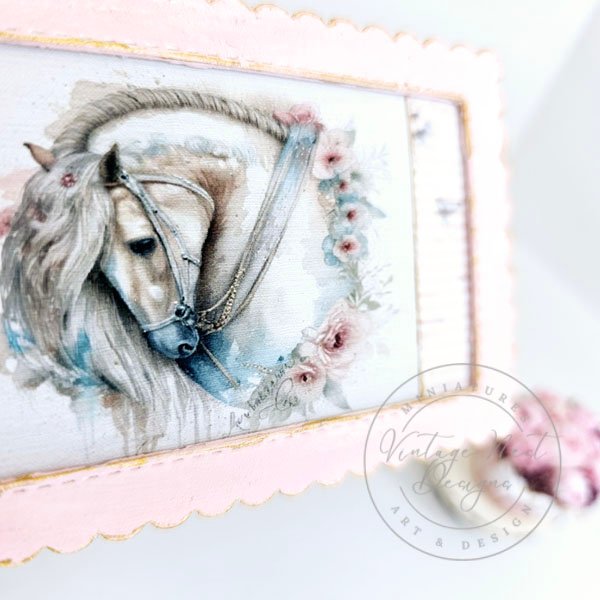 Andalusian Horse No.1:8 Dollhouse Miniature Handmade Wooden Framed Art image 5