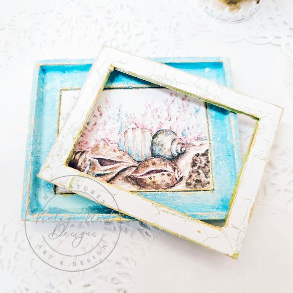 Seashell No.1:1 Dollhouse Miniature Handmade Wooden Framed Art with Additional Frame image 5
