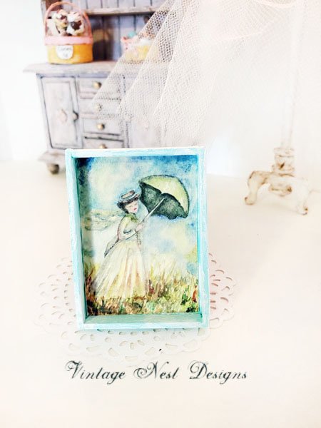 Monet No.1:1 Dollhouse Miniature Handmade Wooden Framed Art image 0