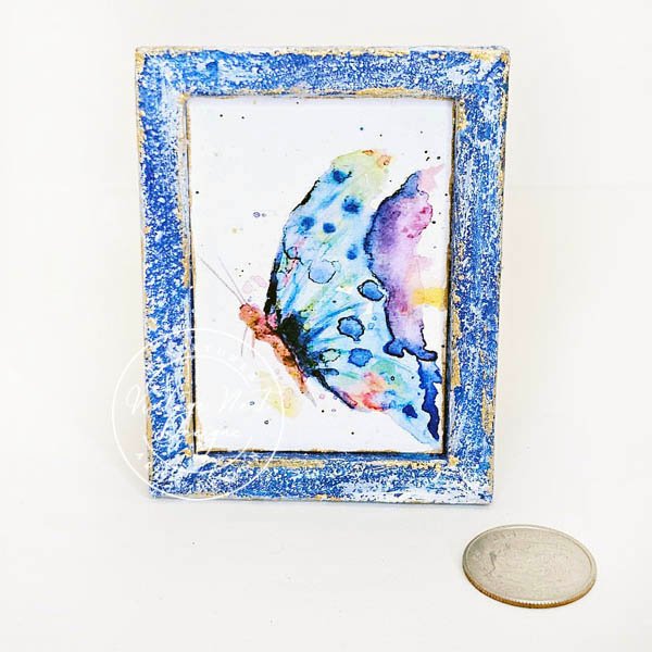 Butterfly No.1:3 Dollhouse Miniature Handmade Wooden Framed Art image 5