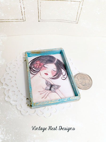 Asian Woman No.1:2 Miniature Handmade Framed Art image 1