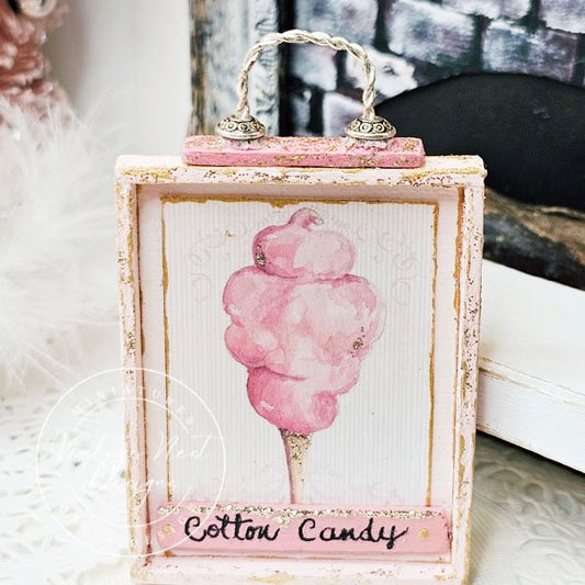 Cotton Candy No.2:6 Dollhouse Miniature Handmade Wooden Framed Art image 0