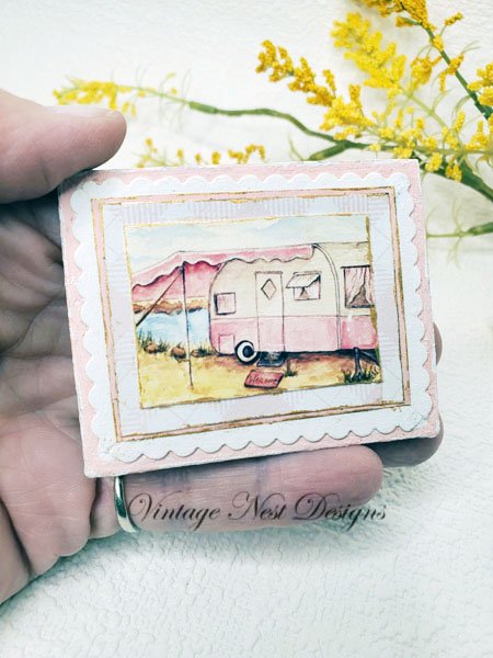 Barbie Camper No.1:3 Dollhouse Miniature Handmade Wooden Framed Art image 1