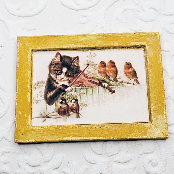 The Cat & The Fiddle No.1:2 Dollhouse Miniature Handmade Wooden Framed Art image 7