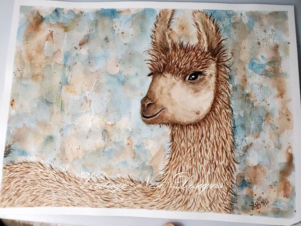 Llama No.1 Digital Prints Watercolor Painting image 4