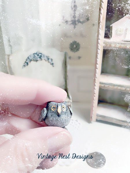 Porcelain Owl No.3 Dollhouse Miniature Handmade One of a Kind image 2