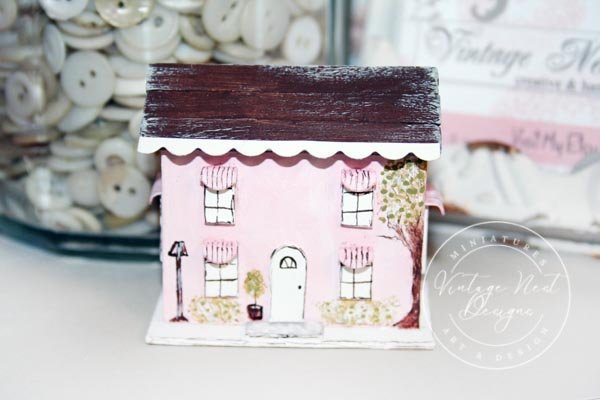 Pink House No.1 Handmade Miniature image 0