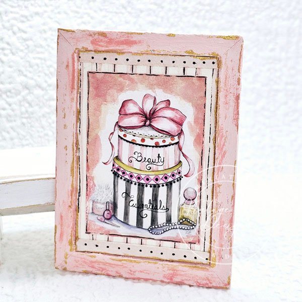 Beauty Essentials No.1:2 Dollhouse Miniature Handmade Wooden Framed Art image 1
