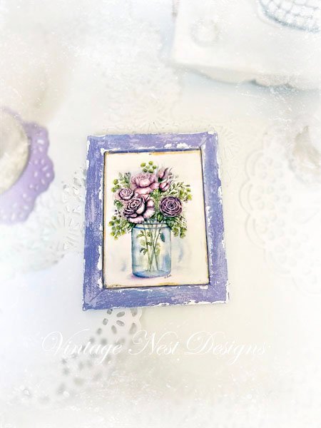 Florals No.14:2 Dollhouse Miniature Handmade Wooden Framed Art image 4