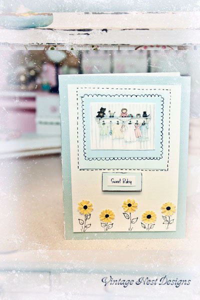 Baby Card No.1 Greeting Blank Inside Handmade One of a Kind image 0