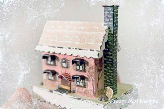 Putz Pink House No.8 Handmade Miniature image 0