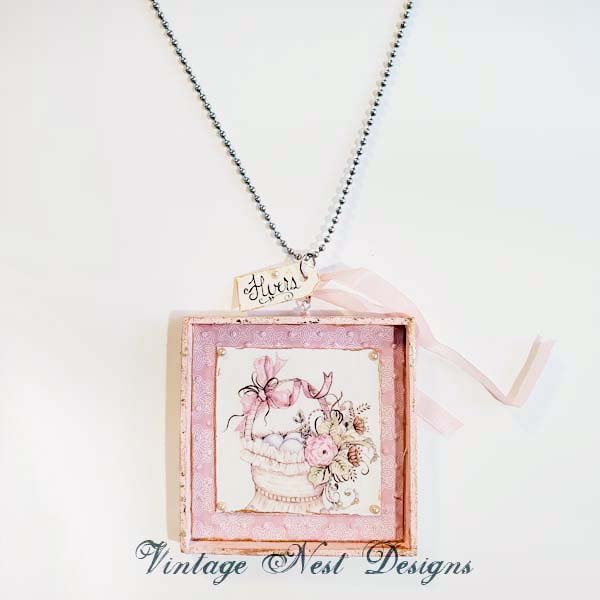 Basket of Flowers No.1:3 Dollhouse Miniature Handmade Wooden Framed Art image 1