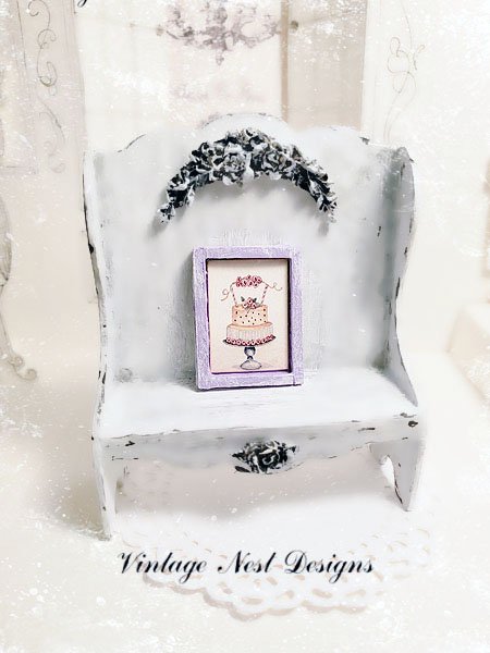 Cake No.5:4 Dollhouse Miniature Handmade Wooden Framed Art image 4
