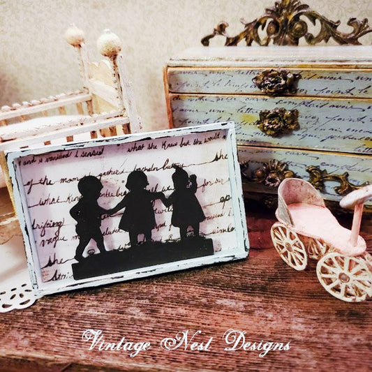 Child Silhouette No.3 Dollhouse Miniature Handmade image 0