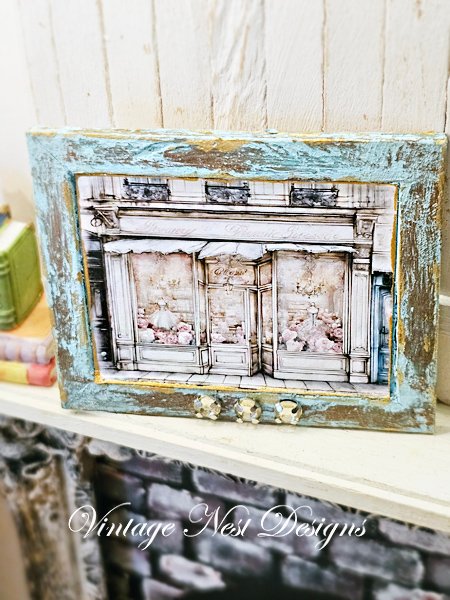 French Dress Shop No.5:1 Dollhouse Miniature Handmade Wooden Framed Art image 2