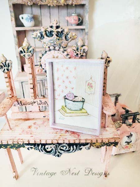 Bath Soaps No.1:1 Dollhouse Miniature Handmade Wooden Framed Art image 1
